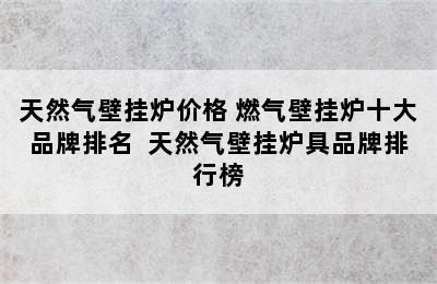 天然气壁挂炉价格 燃气壁挂炉十大品牌排名  天然气壁挂炉具品牌排行榜